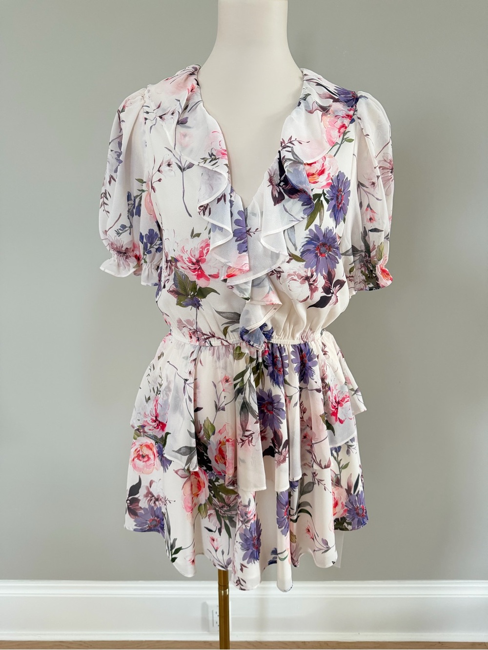NWT Yumi Kim Floral Ruffle Mini Dress Size S